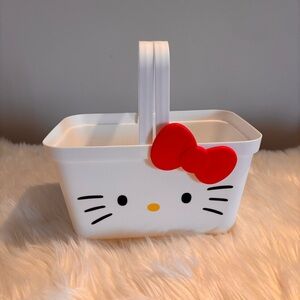 Hello Kitty White Basket with Red Bow EUC